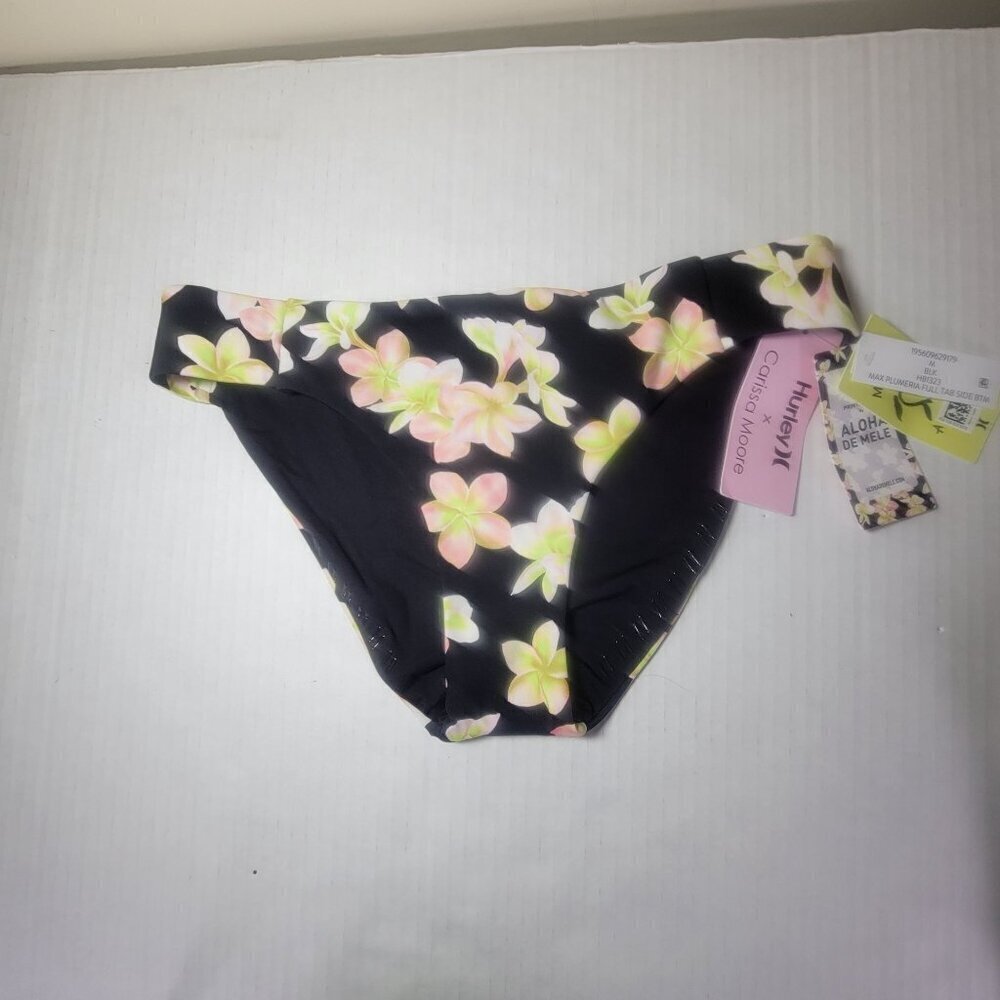 Hurley X Carissa Moore Max Plumeria Floral Tropic Bikini Bottoms Swimwear Size M